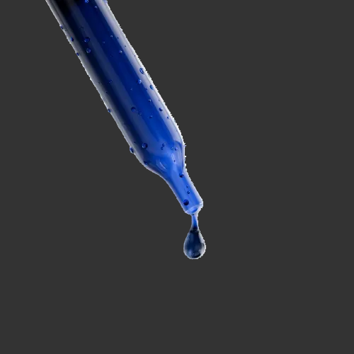 Blue liquid dropper with a single drop