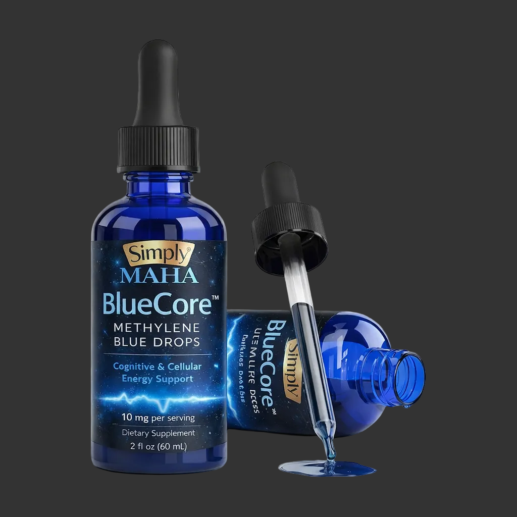 Two bottles of Simply Maha BlueCore